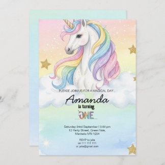 Unicorn Magical Birthday Party Invitation Card 招待状