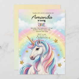Unicorn Magical Birthday Party Invitation Card 招待状