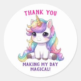 Unicorn Magical Birthday Thank You Sticker ラウンドシール