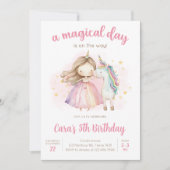 Unicorn Magical Day Birthday Party 招待状 (正面)