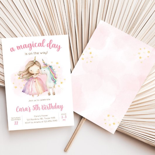 Unicorn Magical Day Birthday Party 招待状