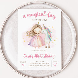 Unicorn Magical Day Birthday Party 招待状