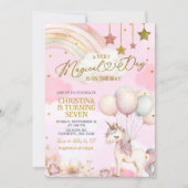 Unicorn Magical Day Is On The Way Birthday  招待状 (正面)