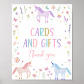 Unicorn Meadow Floral Cards & Gifts Party Sign ポスター (正面)