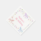 Unicorn Meadow Pastel Pink Gold Birthday スタンダードカクテルナプキン (角)