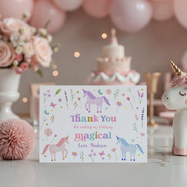 Unicorn Meadow Pastel Pink Gold Thank You サンキューカード