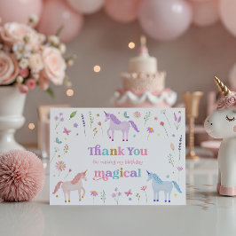 Unicorn Meadow Pastel Pink Gold Thank You サンキューカード