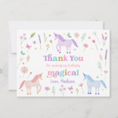 Unicorn Meadow Pastel Pink Gold Thank You サンキューカード (正面)