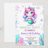Unicorn mermaid themed invite 招待状 (正面/裏面)