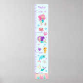 Unicorn Mermaids Growth Chart Light Skin Tone ポスター (正面)