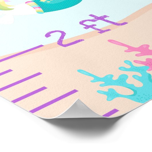 Unicorn Mermaids Growth Chart Medium Skin Tone ポスター (角)