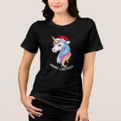Unicorn Merry Christmas Design トライブレンドＴシャツ (正面)