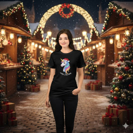Unicorn Merry Christmas Design トライブレンドＴシャツ