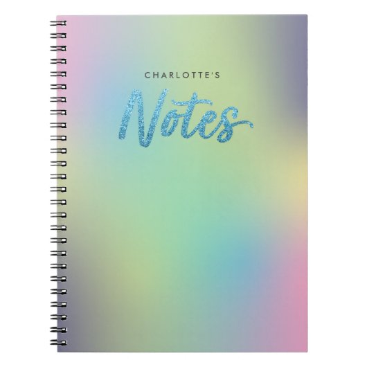 Unicorn Mixパターンブルーフェイクグリッターノート ノートブック (正面)