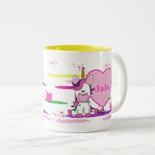 Unicorn mok met vrolijke kleuren - Unicorn mug ツートーンマグカップ (正面右)