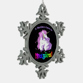 Unicorn Mom A Mothers Loveは魔法 スノーフレークピューターオーナメント (左)