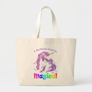 Unicorn Mom A Mothers Loveは魔法 ラージトートバッグ