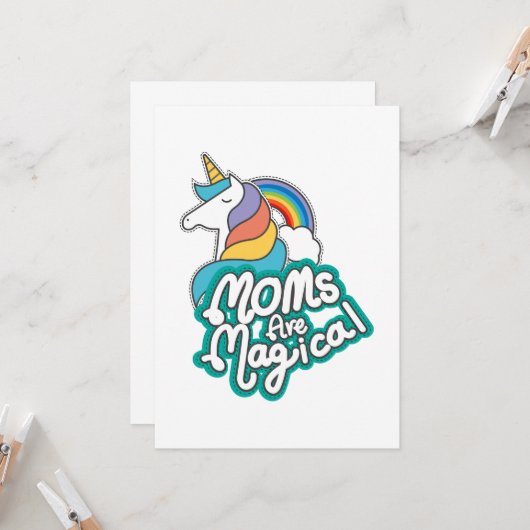 Unicorn Momsは魔法の母の日の贈り物 カード (正面/裏面インサイチュ)
