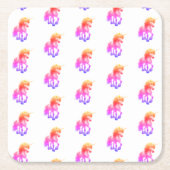 Unicorn Neon スクエアペーパーコースター (正面)