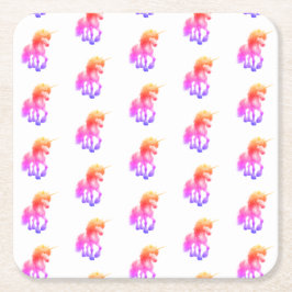 Unicorn Neon スクエアペーパーコースター