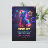 Unicorn Neon Birthday Partyありがとう サンキューカード (スタンド正面)