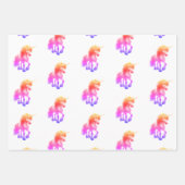 Unicorn Neon Wrapping Paper Flat Sheet Set of 3 ラッピングペーパーシート (正面)