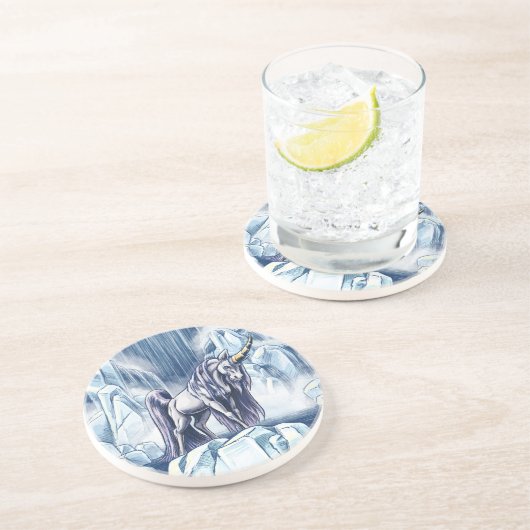 Unicorn of Water Elementファンタジーアート コースター (側面)