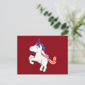 Unicorn Off White Patriotic USA Flag Mane Cartoon ポストカード (スタンド正面)