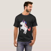 Unicorn Off White Patriotic USA Flag Mane Cartoon Tシャツ (正面フル)