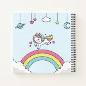 Unicorn on パーソナライズされた Rainbowで名前を登録 ノートブック (裏面)