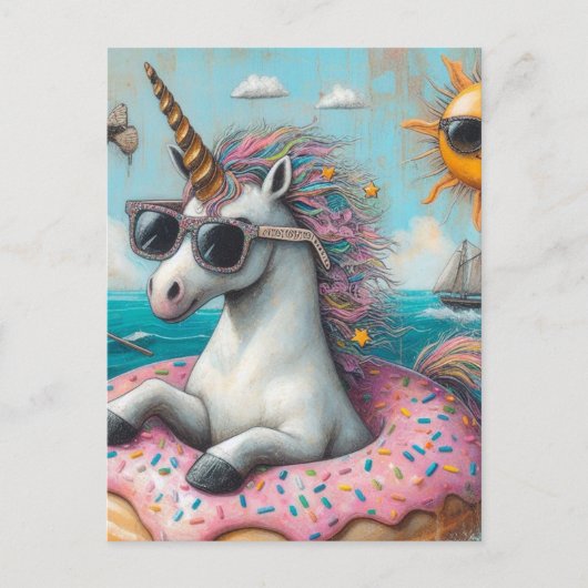 Unicorn on a Dout Float ポストカード (正面)