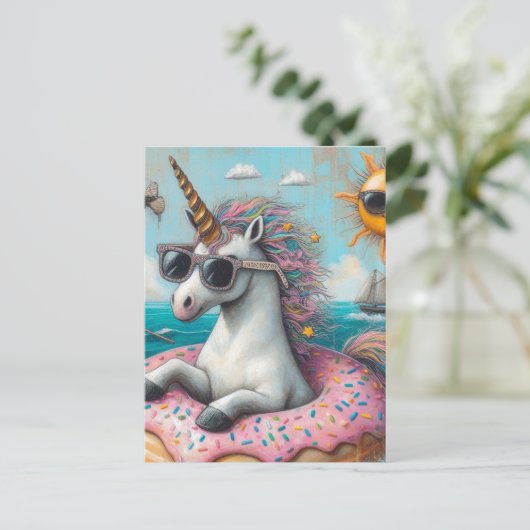 Unicorn on a Dout Float ポストカード (スタンド正面)