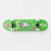 Unicorn on skateboard with personalised captions  スケートボード (横)
