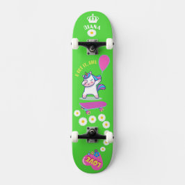 Unicorn on skateboard with personalised captions  スケートボード