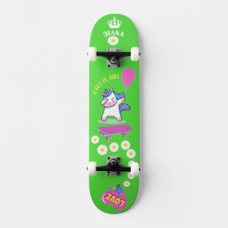 Unicorn on skateboard with personalised captions スケートボード