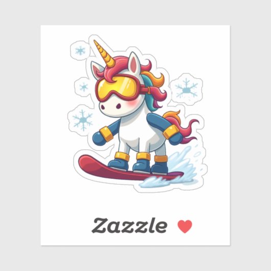 Unicorn on Snowboard - Funny Ski and Wintersports  シール (シート)