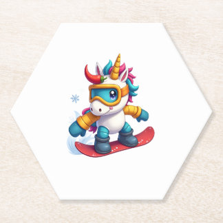 Unicorn on Snowboard - Funny Ski and Wintersports  ペーパーコースター