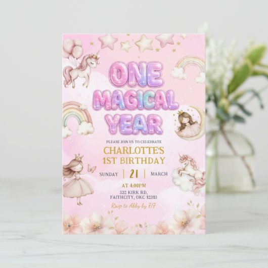 Unicorn One Magical year First Birthday 招待状 (スタンド正面)