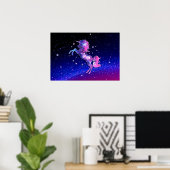 Unicorn outer space galaxy universe stars ポスター (ホームオフィス)