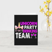 Unicorn Party Drinking Team Wedding Bride And Groo カード (黄色い花)