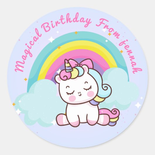 Unicorn Party Round Sticker ラウンドシール (正面)