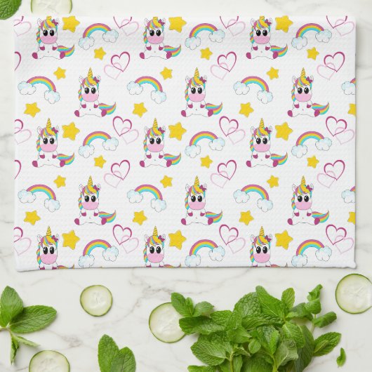 Unicorn pattern キッチンタオル (折り畳み)