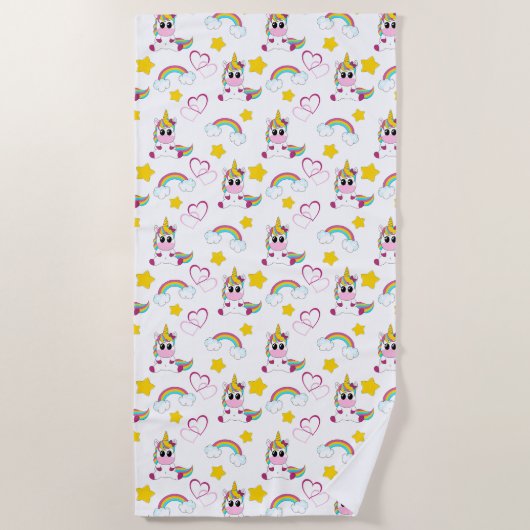 Unicorn pattern ビーチタオル (正面)