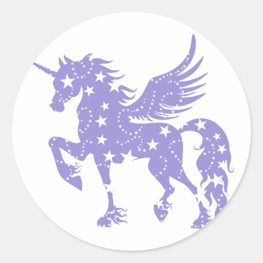 Unicorn pegasus – 背景色を選択 ラウンドシール (正面)
