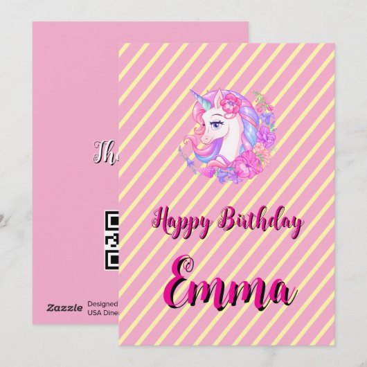 unicorn & personalize your name シーズンカード (正面/裏面)