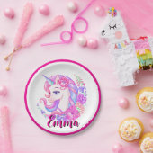 unicorn & personalize your name ペーパープレート (パーティー)