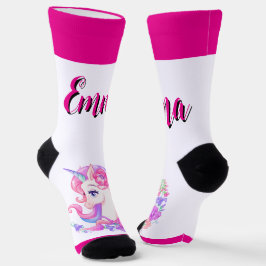 unicorn & personalize your name Crew Socks ソックス