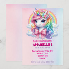 Unicorn Personalized Magical Birthday Invitation   招待状