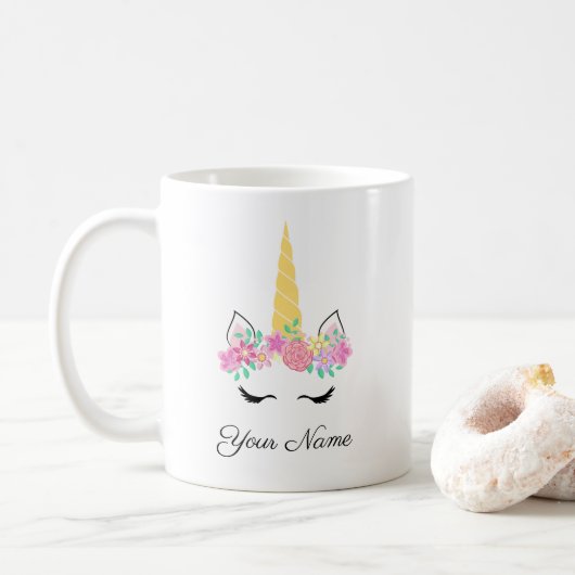 Unicorn Personalized Mug コーヒーマグカップ (ドーナツ)