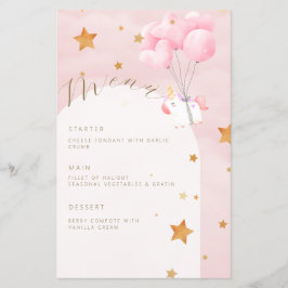 Unicorn Pink Clouds Girl Baby Showerメニュー